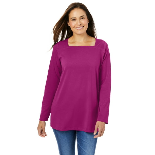 Woman Within Womens Plus Size Perfect Square Neck Tee